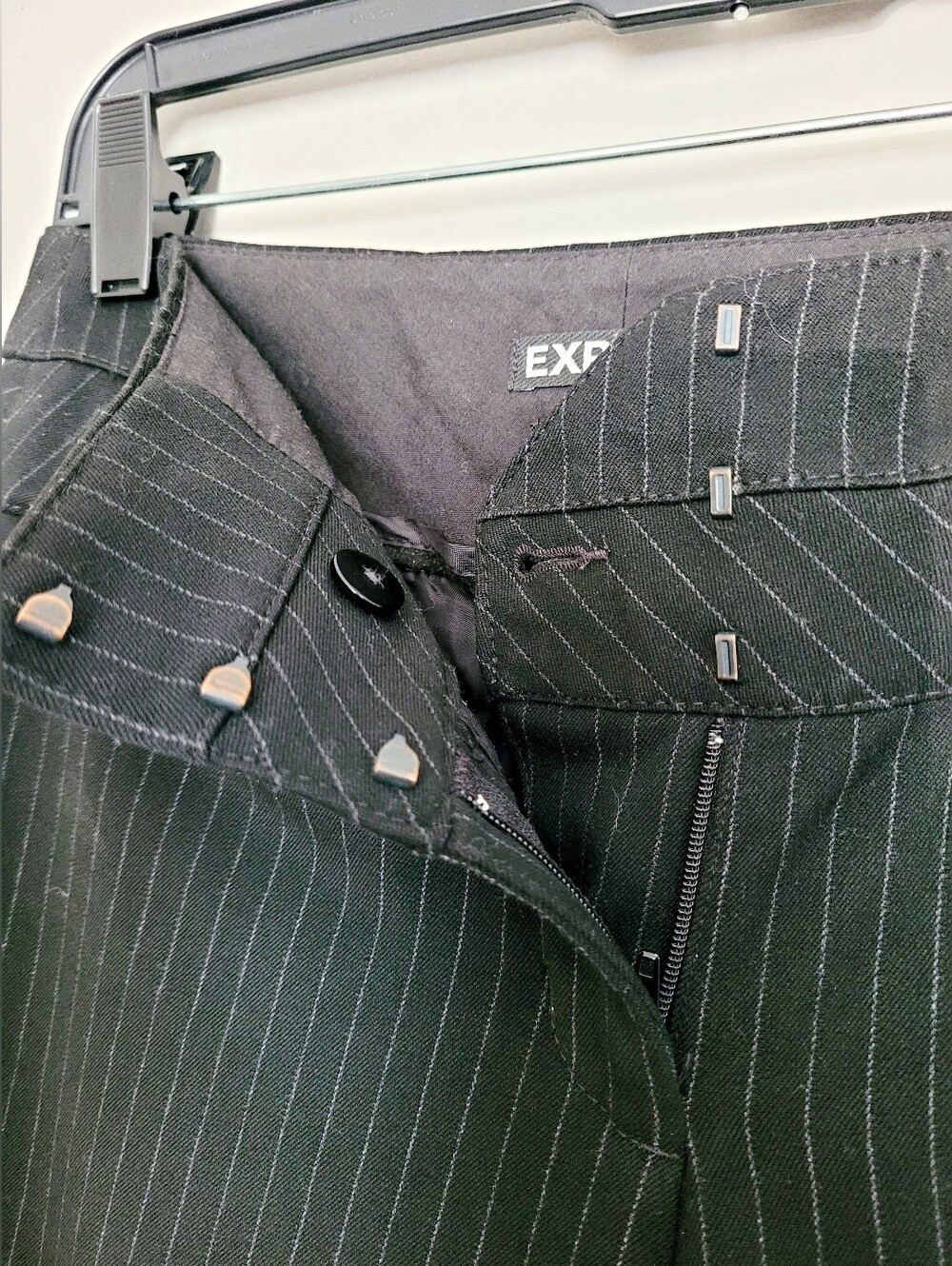 Express Editor Black Striped Bootcut Mid-Rise Dress Pants 00R/XS - Picture 10 of 16